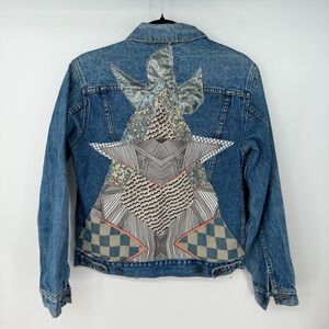 C.S & CO. Patchwork Denim Jean Button Up Jacket